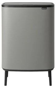 Cos de gunoi Brabantia Bo Touch Hi 1001266, 2x30 L, Perfect langa perete, Reglare picioare, Acoperit cu minerale, Gri