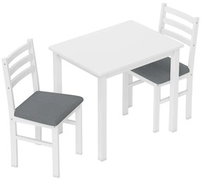 HOMCOM Set de Masă din 3 Piese cu 2 Scaune, Masă de Bucătărie pentru Spații Compacte, Scaune Tapitate, Economisire Spațiu, MDF, Alb | Aosom Romania