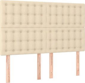 vidaXL Tăblie de pat crem 144x5x118/128 cm, material textil