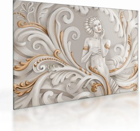 Tablou pe sticlă - Imagine a zeiței într-un fundal ornamental (70x50 cm)