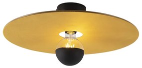 Plafoniera neagră cu abajur plat galben 45 cm - Combi