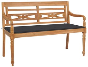 vidaXL Bancă Batavia cu pernă antracit, 120 cm, lemn masiv tec