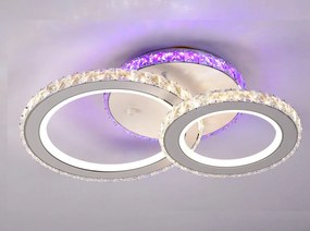 Lustra LED Cu Telecomanda, Elit's Cristal, 2 Cercuri, alb, 70W, RGB