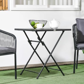 Outsunny Măsuță de Cafea Pliabilă Pătrată cu Picioare Antiderapante, Măsuță de Cafea Exterioară din Oțel, 60x60x71 cm, Negru