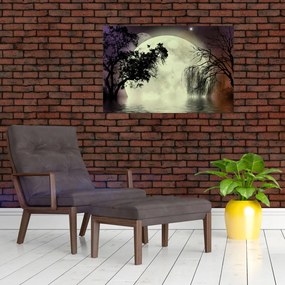 Tablou - Lună plină deasupra apei (90x60 cm)