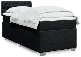 vidaXL Pat box spring cu saltea, negru, 80x200 cm, textil