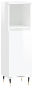 831550 vidaXL Dulap de baie, alb extralucios, 30x30x100 cm, lemn prelucrat