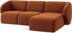 Colțar teracotă cu tapițerie din catifea (cu colț pe partea dreaptă/cu șezlong) Lani – Makamii