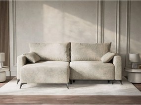 Colțar bej extensibil/cu spațiu de depozitare cu tapițerie din chenille (cu colț pe partea stângă/cu șezlong) Leon – Maison de Rêve