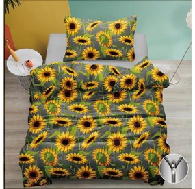 Lenjerie de pat din bumbac gri FLOARE-Soarelui Dimensiune lenjerie de pat: 70 x 90 cm | 140 x 200 cm