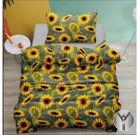 Lenjerie de pat din bumbac gri FLOARE-Soarelui Dimensiune lenjerie de pat: 70 x 90 cm | 140 x 200 cm