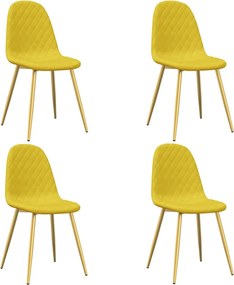 vidaXL Scaune de bucătărie, 4 buc., galben muștar, catifea
