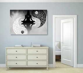 Tablou yin și yang yoga în design alb-negru