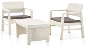 vidaXL Set mobilier de grădină, 3 piese, alb, plastic