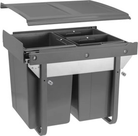 Cos gunoi incorporabil GTV Practi Eco, colectare selectiva, pentru corp de 450 mm, gri antracit, 2 x 10 l + 1 x 20 l Gri antracit, Plastic, L:415 mm;