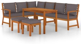 Set mobilier de grădină cu perne, 7 piese, lemn masiv de acacia