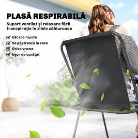 Outsunny Set Dining de Grădină 8 Piese cu Umbrelă, Mobilier de Exterior cu 6 Scaune Pliabile, Masă din Sticlă Temperată și Umbrelă pentru Terasă, Negru | Aosom Romania