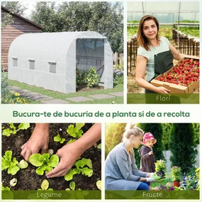 Outsunny Seră tip Tunel, Seră pentru Plante, Legume, Fructe și Ierburi Aromatice, 450x200x200 cm, Alb | Aosom Romania