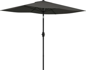 Outsunny Umbrelă de Soare Dreptunghiulară, Umbrelă pentru terasă cu înclinare și deschidere cu manivelă, 300x200x248 cm, Gri | Aosom Romania