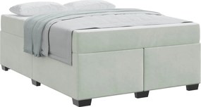 vidaXL Cadru de pat cu saltea Gri deschis 140 x 200 cm țesătură