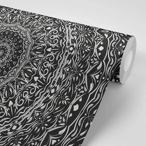 Tapet autoadeziv Mandala în stil vintage în alb-negru