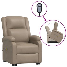 3110863 vidaXL Fotoliu masaj cu ridicare verticală, cappuccino piele ecologică