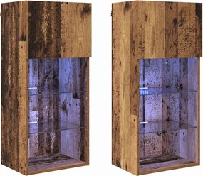 vidaXL Șifonieri pentru TV montate pe perete 2 pcs Lemn vechi