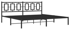 374247 vidaXL Cadru de pat metalic cu tăblie, negru, 193x203 cm
