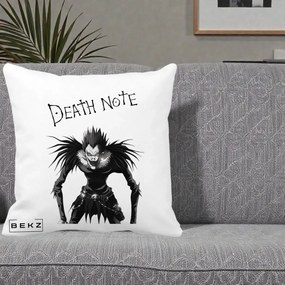 Perna Personalizata Death Note Ryuk Shinigami Alb-Negru, 40x40 cm, Alba Mata, Husa Detasabila, Perna Inclusa, BEKZ®