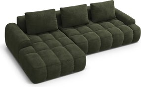 Coltar extensibil stanga 3 locuri, Linz, Cosmopolitan Design, 275x142x84 cm, catifea, verde