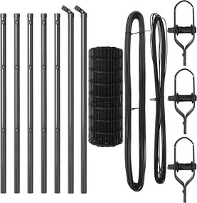 vidaXL Gard cu Stâlp Gri 0,4 x 50 m Oțel și PVC