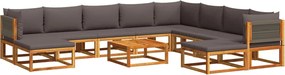 vidaXL Set canapele de grădină cu 11 piese și perne din lemn de acacia și frânghie