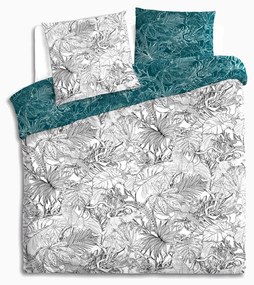 Set de pat dublu din bumbac cu motiv vegetal, 240 x 260 cm