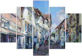 Tablou - Strada orașului vechi, pictură acrilică (150x105 cm)