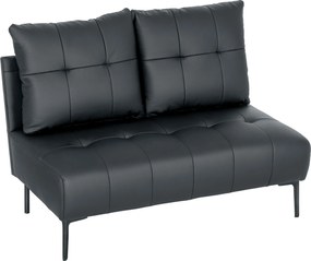 HOMCOM Divan cu Două Locuri Compact din Piele Sintetică, Divan Modern Capitonat cu Nasturi cu Îmbunătățire Spumoasă și Picioare din Lemn, Canapea Fără Brațe pentru Sufragerie și Birou, 115x73x83 cm, Negru | Aosom Romania