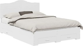 vidaXL Cadru de pat cu headboard Alb 140 x 200 cm Lemn compozit
