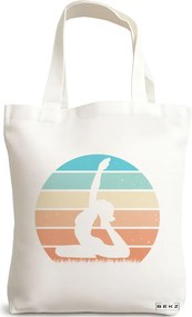 Sacosa de Panza pentru Cumparaturi, Geanta Tote Yoga 8, 38x34.5 cm, Alba, BEKZ®