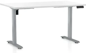 Masa inaltime reglabila OfficeTech B, 140 x 80 cm, bază gri, alb