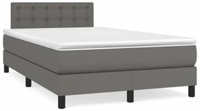 3269823 vidaXL Pat box spring cu saltea, gri, 120x190 cm, piele ecologică