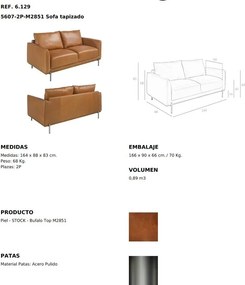 Canapea 2 locuri eleganta, design LUX Buffalo brown
