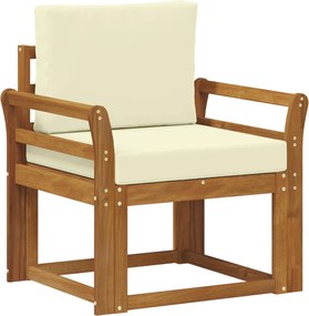 vidaXL Canapea de exterior Lemn de acacia solid și poliester natural