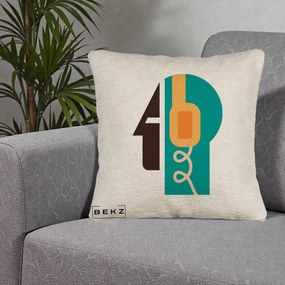 Perna Personalizata Retro Casti Muzicale, 40x40 cm, Bej Canapea, Husa Detasabila, Perna Inclusa, BEKZ®