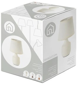 Veioză alb-maro din ceramică cu abajur textil (înălțime 24 cm) – Casa Selección