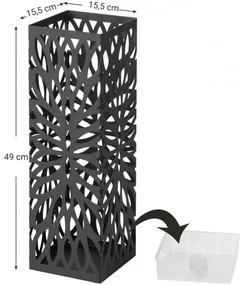 Suport Umbrela Leaves Black, 15.5 x 15.5 x 49 cm