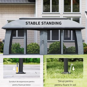 Outsunny Pavilion, Cort de petreceri, cu plase anti-insecte, plafon rezistent la vânt, pentru până la 15 persoane, gri închis, 3 x 6 x 3 m | Aosom Romania