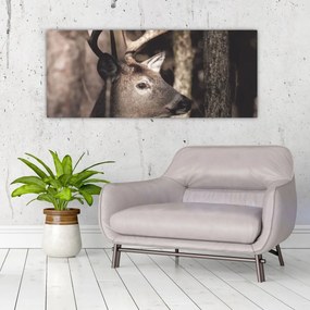 Tablou - Cerb în pădure (120x50 cm)