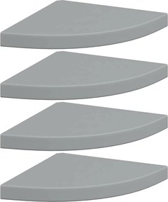 vidaXL Rafturi colțar de perete, 4 buc., gri, 35 x 35 x 3,8 cm, MDF