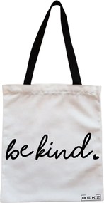 Sacosa de Panza pentru Cumparaturi, Geanta Tote, model Be kind, Cu fermoar, 38x34.5 cm, Alba, BEKZ®