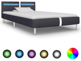 Cadru de pat cu led, negru, 90 x 200 cm, piele artificială