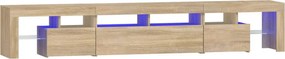 vidaXL Comodă TV cu lumini LED, stejar sonoma, 230x36,5x40 cm